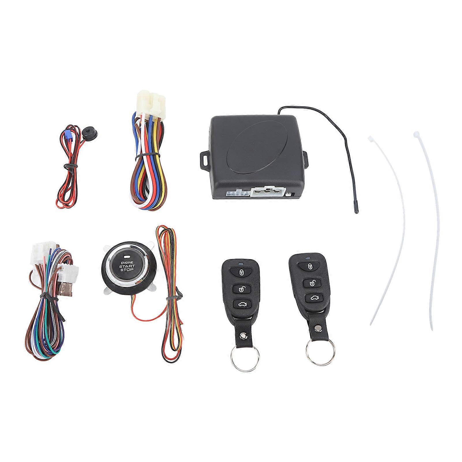 DC12V Keyless Entry Car Alarm System with Remote Engine Starter and Push to Start Iginition Button Bluetooth Type