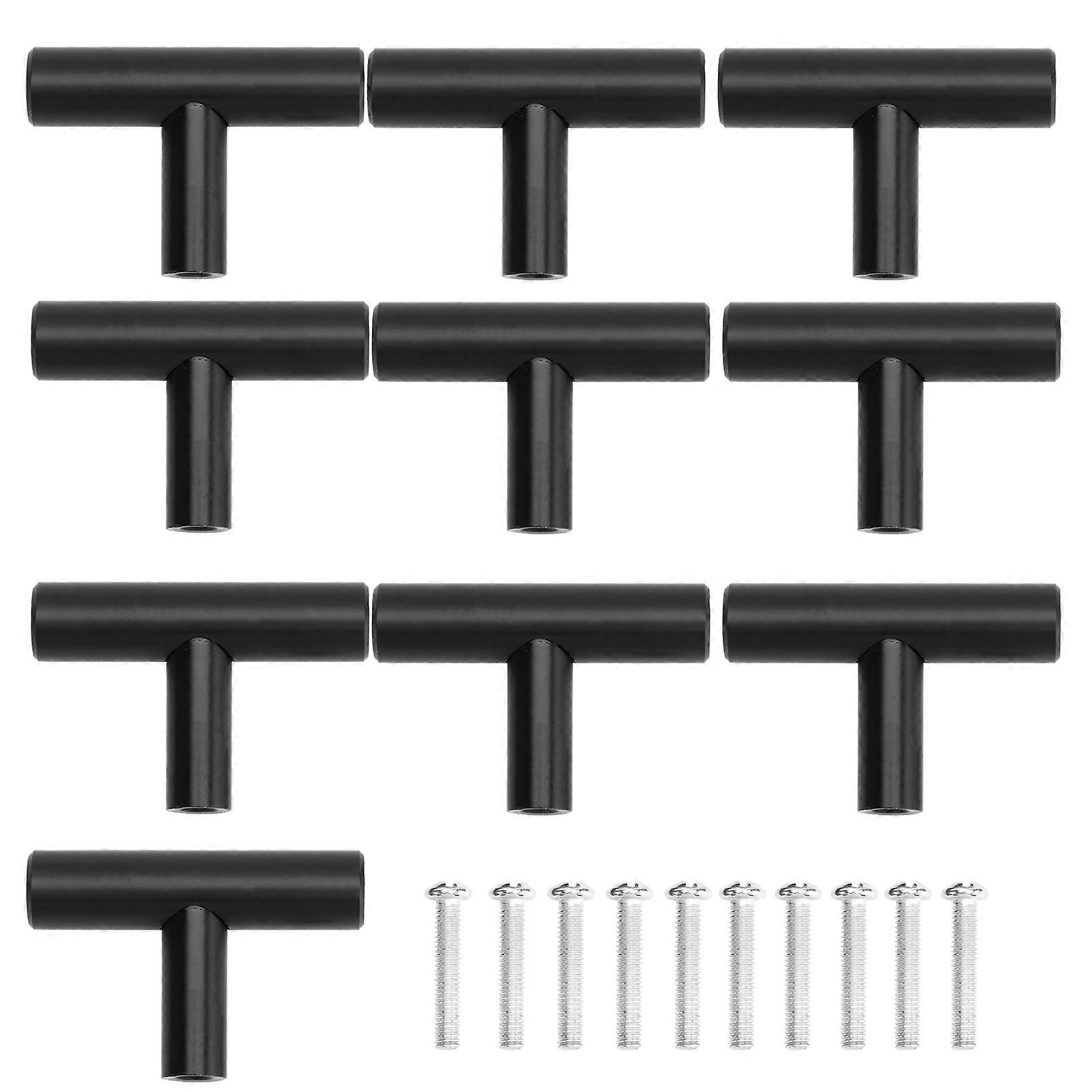 10 Pcs Black Drawer Pulls T Bar Drawer Pulls Bar Cabinet Handle Kitchen Knobs Cupboard Knob Closet Handles Door Handle Screws
