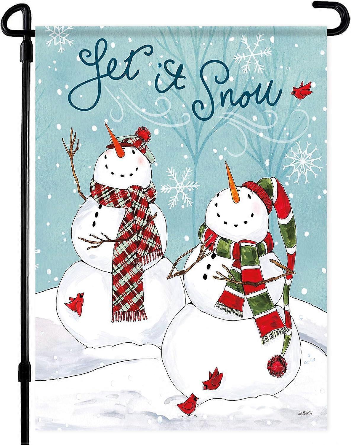 Christmas Garden Flag - Double Sided Snowman Garden Flag - Let It Snow Christmas Flag 30.48 x 45.72 cm Fits standard flag poles