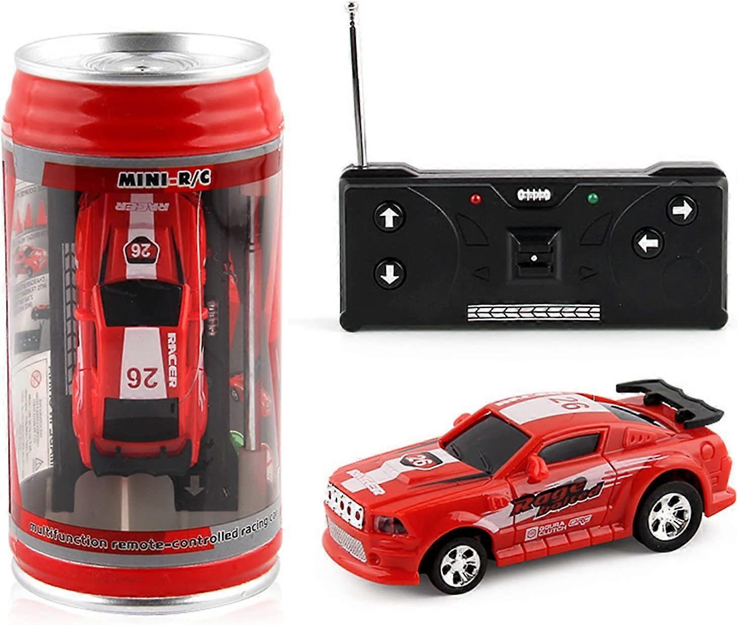 Mini RC Car,1 Set Micro Remote Control Car with Roadblocks Coke Cans Design Creative Simulation Racing Car Toy Kids Gift Red One Size