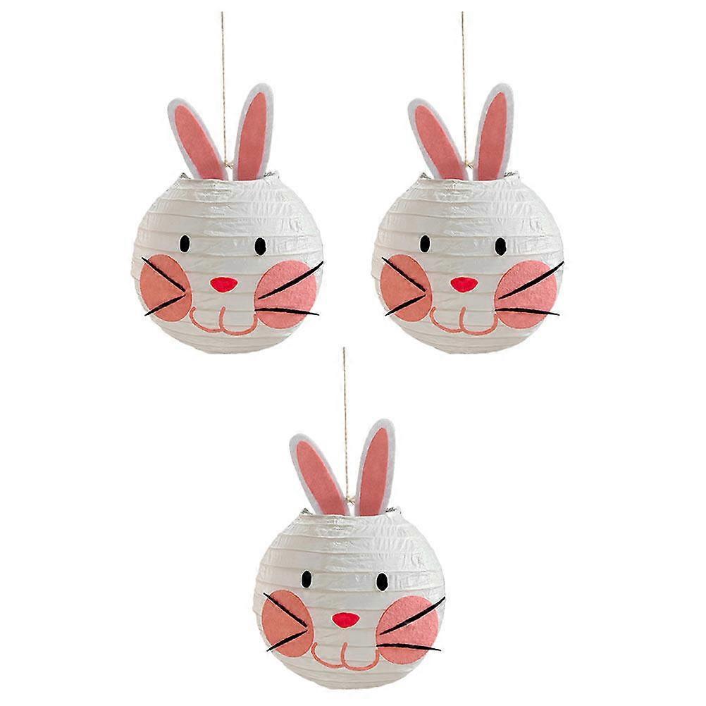 3Pcs Easter Rabbit Shape Lantern Decorative Hanging Lantern Party Layout Lanterns