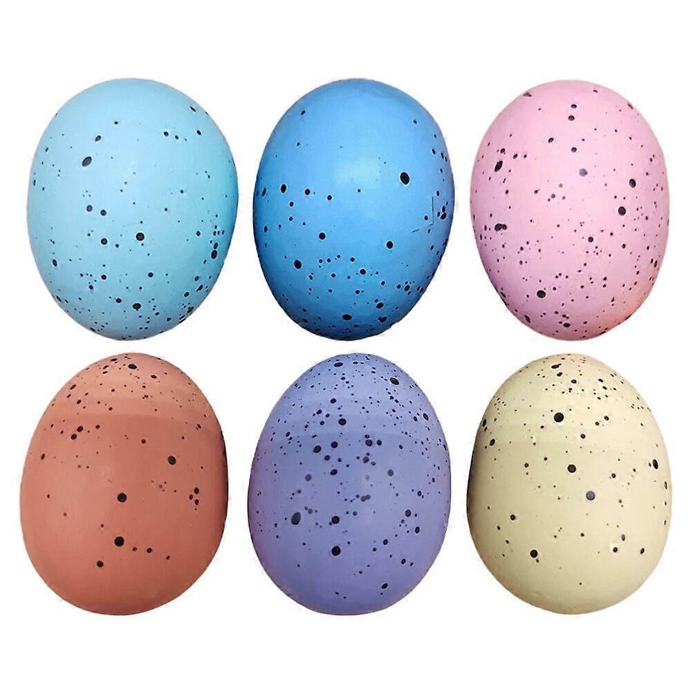 6Pcs Simulation Eggs Easter Egg Props Decorative Painted Adornments Mixed Color
