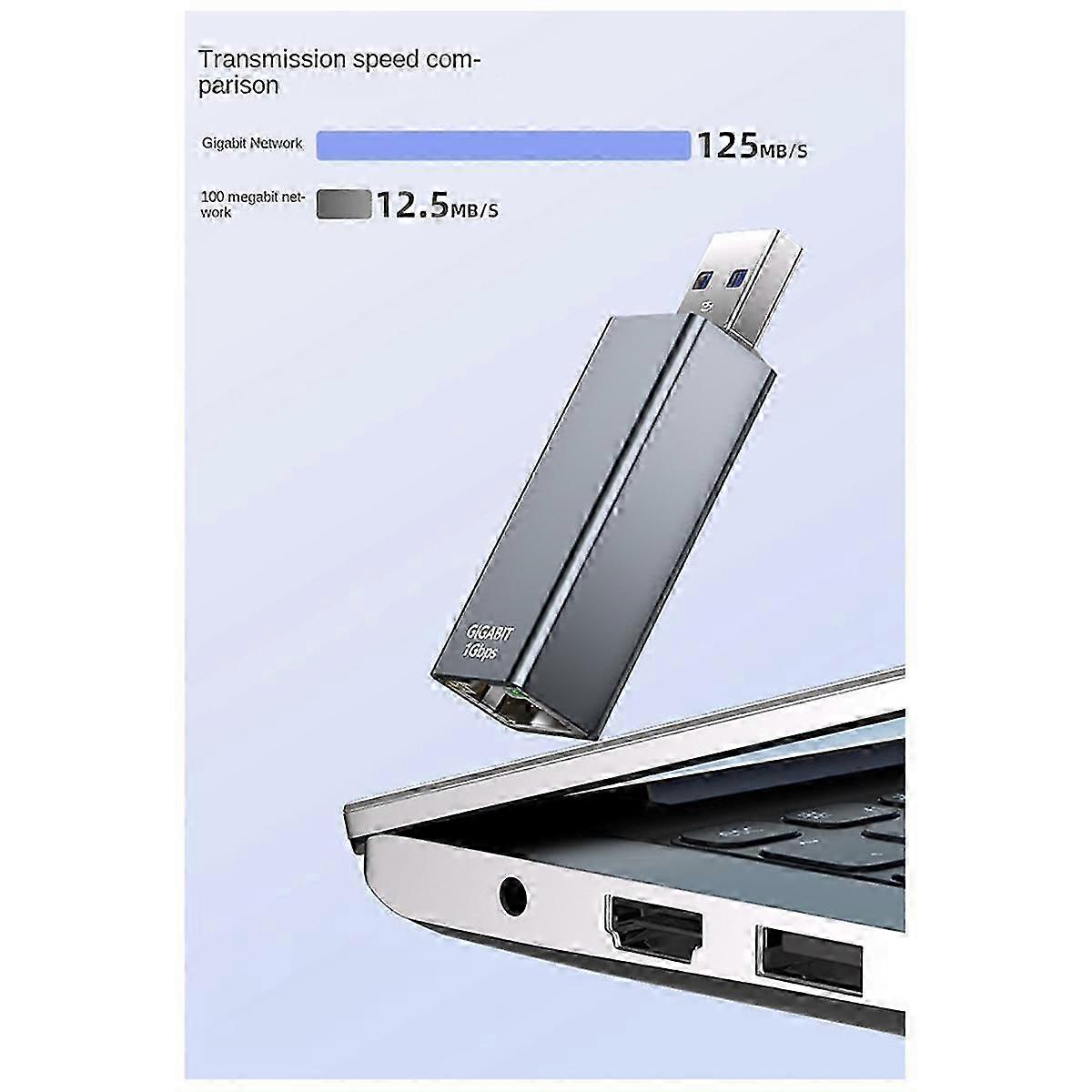 Usb 3.0-zu-Gigabit-Ethernet-Adapter USB-zu-RJ45-Ethernet-Adapter anwendbar für Laptops und Desktop-Computer