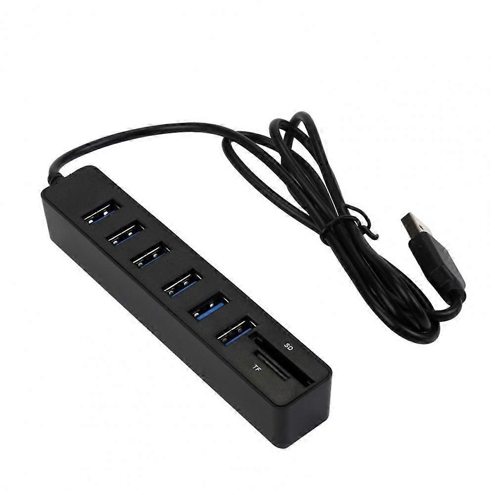 Practical  USB Adapter Station ABS High Speed USB Splitter with Long Cable Black Data Hub for Office