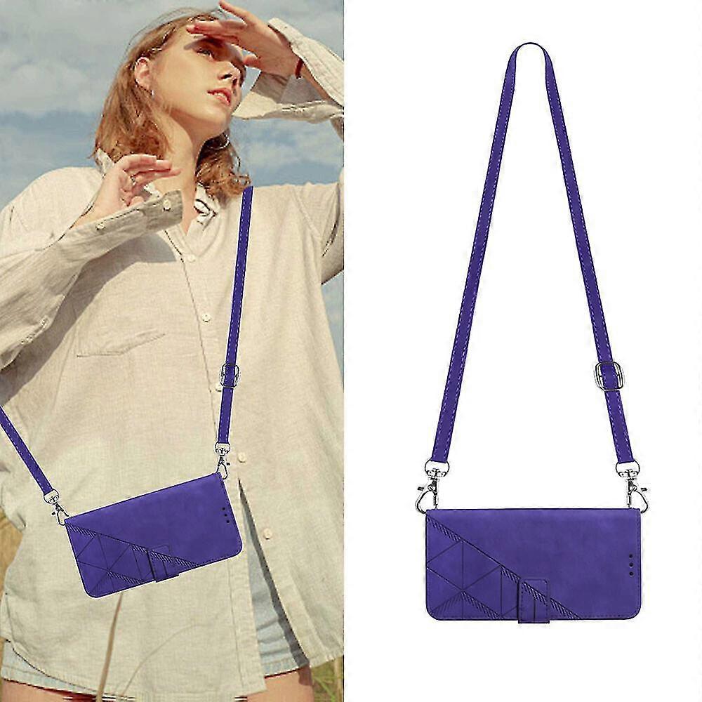 Fodral för Iphone 13 Pro Crossbody Wallet Case, justerbar avtagbar snodd nackrem med kickstand läder korthållare skyddshölje