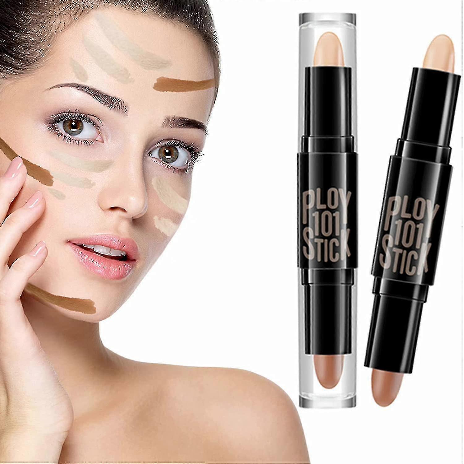 Highlight Contour Stick,2 In 1 Makeup Shading Pen, Body Face Brightens Shades Stick Double-head Concealer Shadow Pen