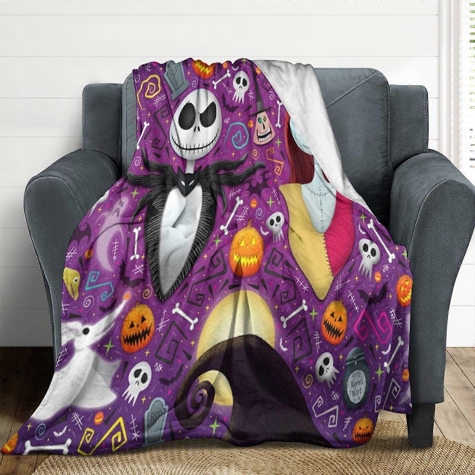 The Nightmare Before Christmas Flannel Blankets Soft Plush Throw Blanket Fuzzy Cozy Luxury Air Conditioner Blanket for Bedroom Sofa WTMT4276