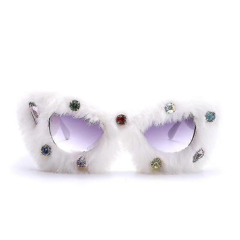 Femei Plush Fuzzy Cat Eye ochelari de soare blană ochelari de soare Punk