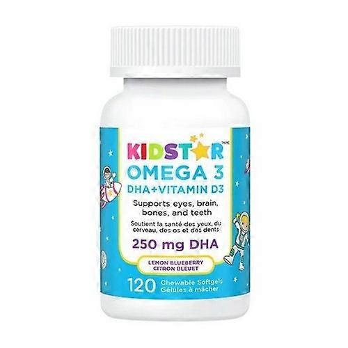 Kidstar Nutrients Omega 3 With Vitamin D3 High DHA Lemon Blueberry, 120 Count