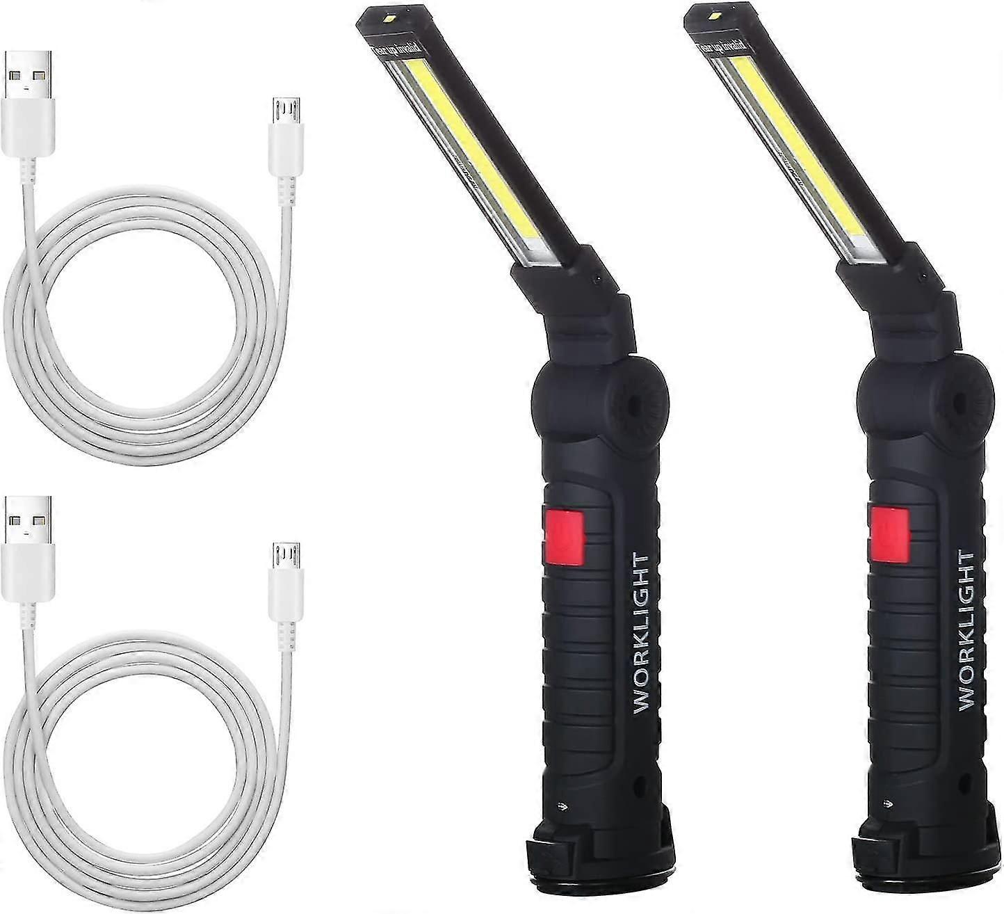 Led Work Light Torch Cob Inspection Lights Rechargeable Camping Lamp With Magnetic Base, Power In, Hook, Foldable And Dimmable For Car Repair G,2638