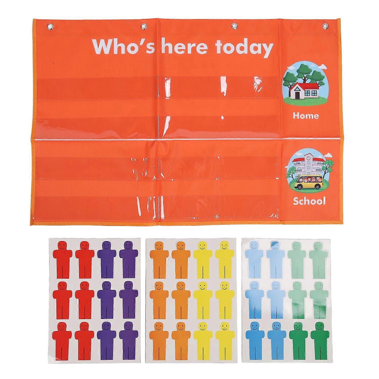 Attendance Pocket Chart with Large Cards Daily Schedule Classroom Management Chart for Preschool Sch