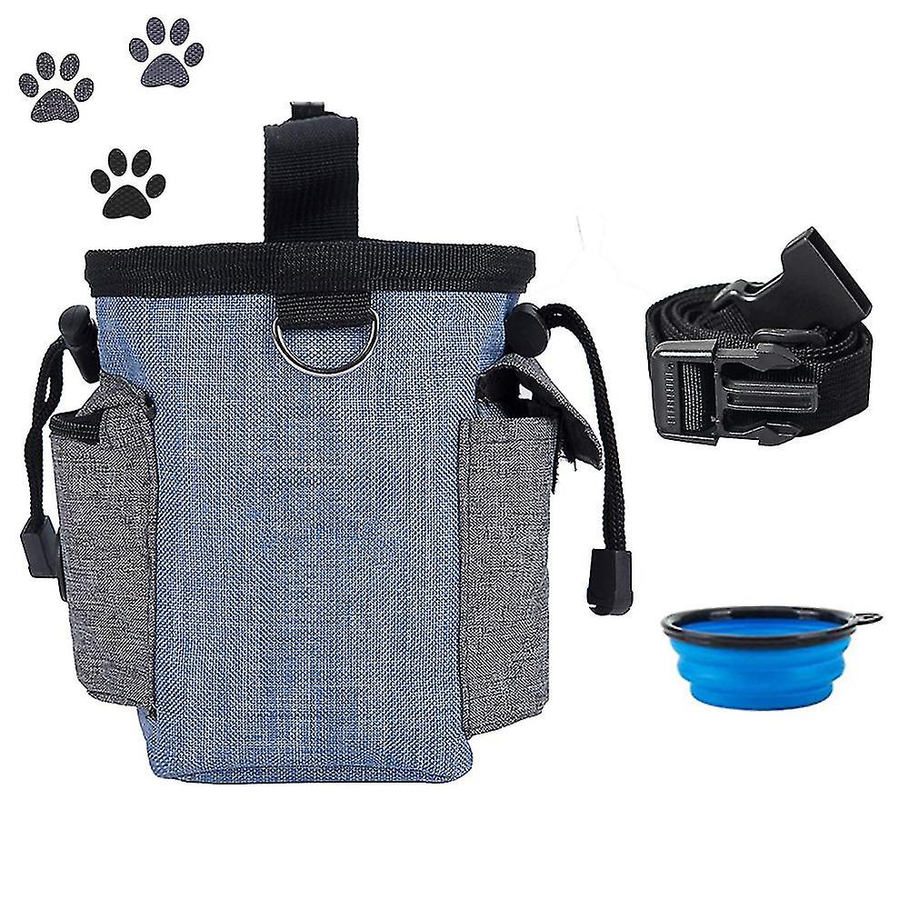 Dog Treat Pouch Dog Training Pouch Bag With Waist Shoulder Strap, Poop Bag Dispenser And Collapsible B