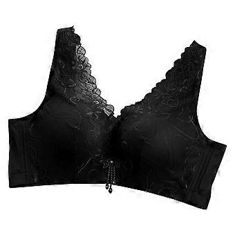 Donne Sexy Pizzo Reggiseno Copertura Totale Push UP Wireless Cotone Reggiseno Biancheria Intima (Nero 90B)