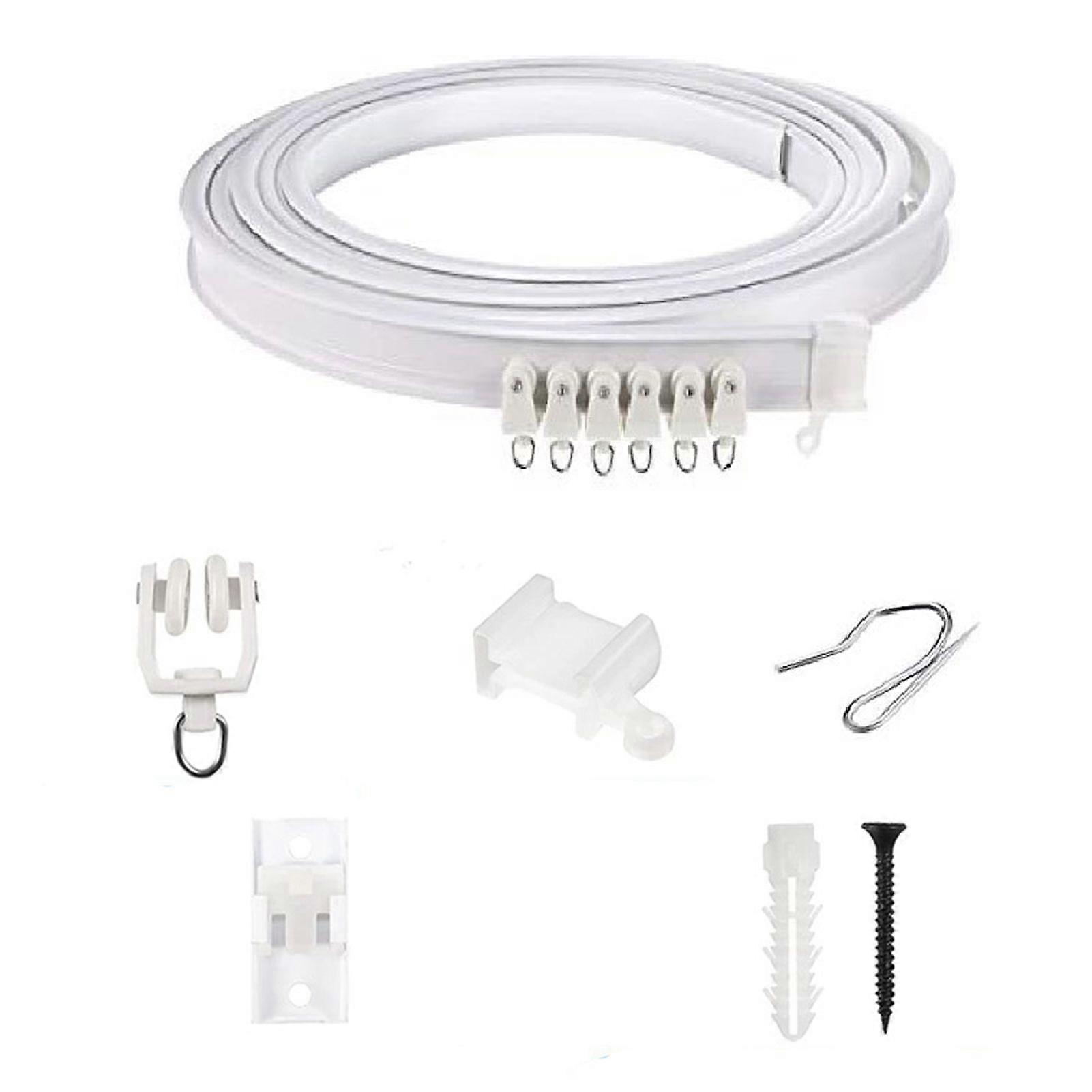 1 Set Curtain Track Accessories Ceiling Curtain Track Bendable Smooth Sliding Room Divider Curtain Track System for RV Bay Window Shower Easy Installa