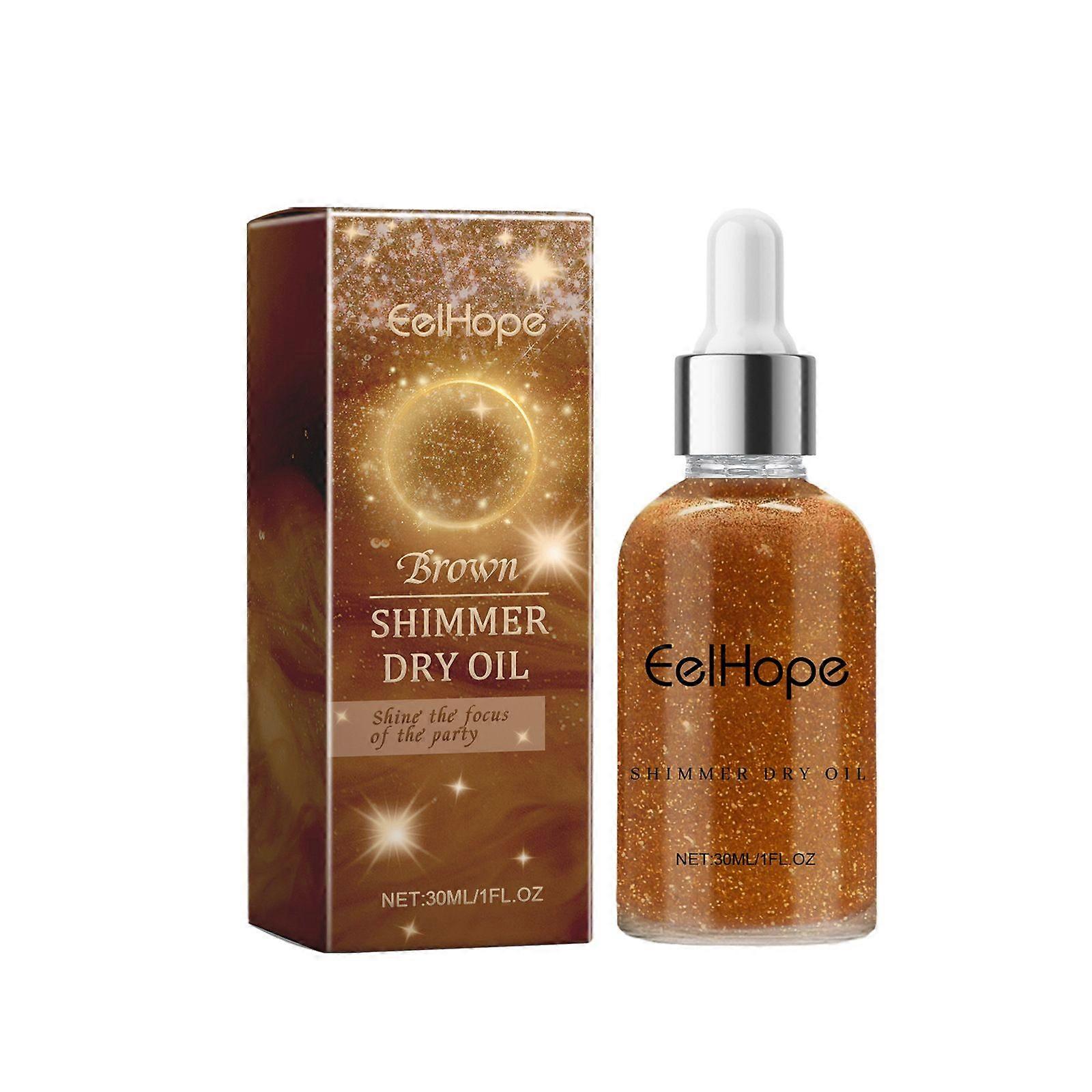 EelHope 30ML Shimmer Dry Oil Party Body Glitter Oil Brightening Moisturizing Long-lasting Body Glow Oil for Parties Dance Events Festival