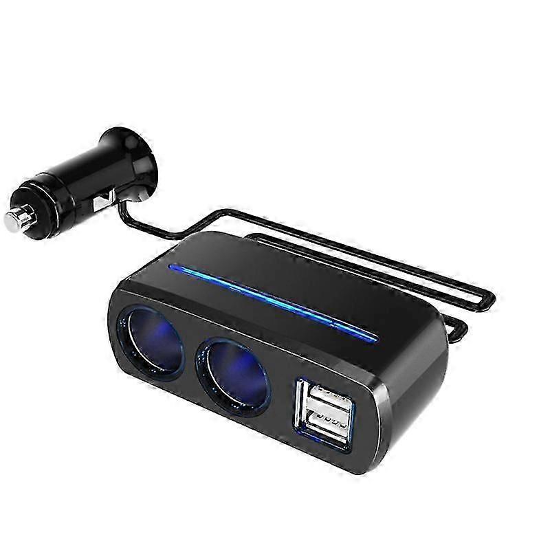 Car cigarette lighter one-to-three multi-function socket one-to-two power distributor conversion plug car charger-black SD-1928A