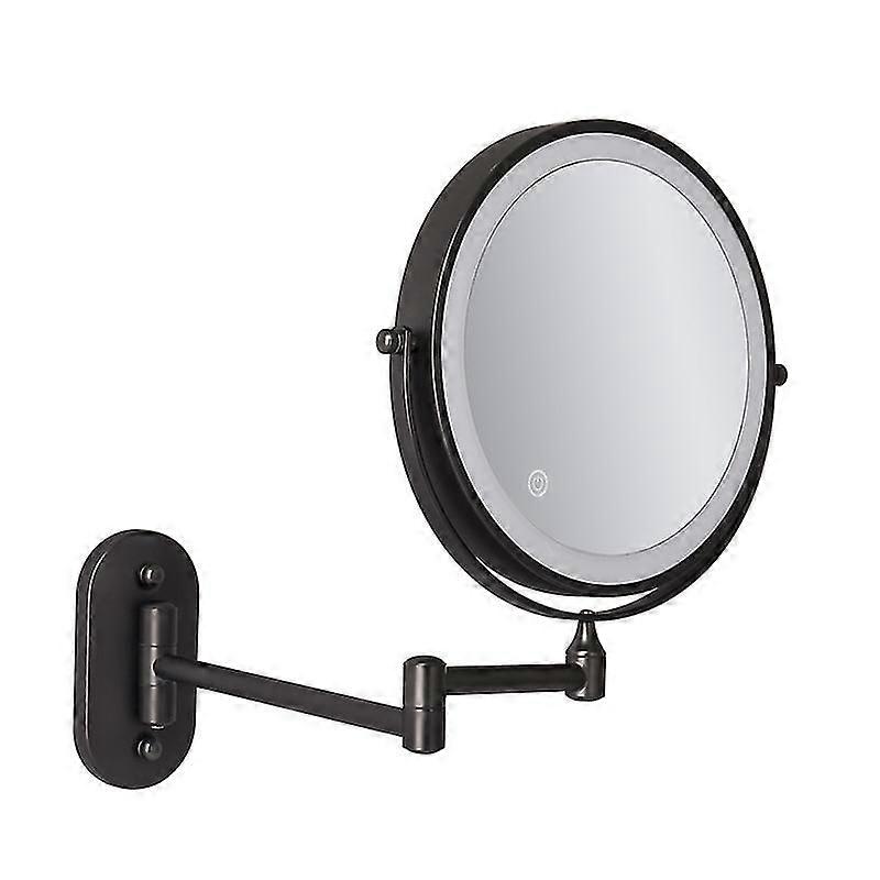 Grossissement Led Pour Miroir Mural 8'', Rechargeable par USB avec 1x/10x, Noir