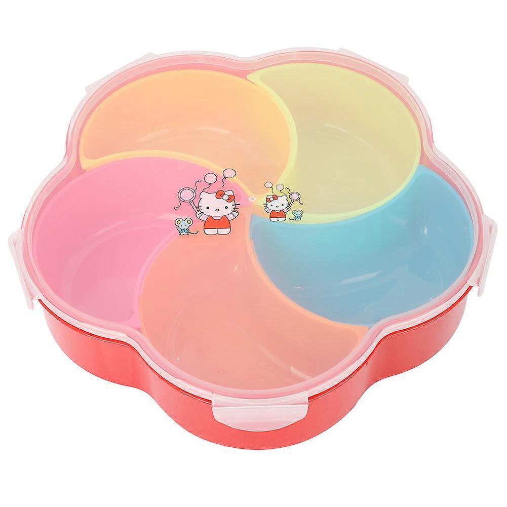 Candy Snack Storage Box With Cover Multi-grids Multi-function Nut Box Organizer Case (flower)