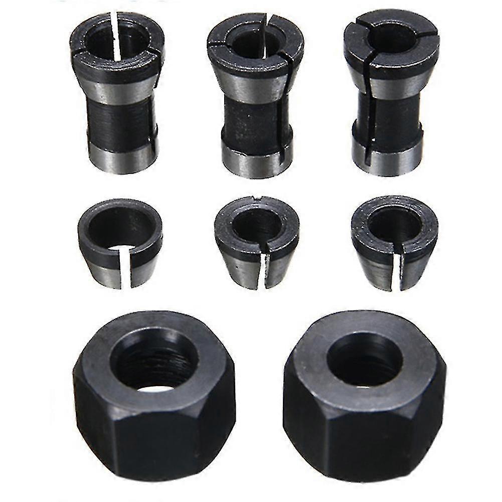 8pcs High Precision Adapter Collet Set 6mm/6.35mm/8mm Collet Chuck Engraving Trimming Machine Route