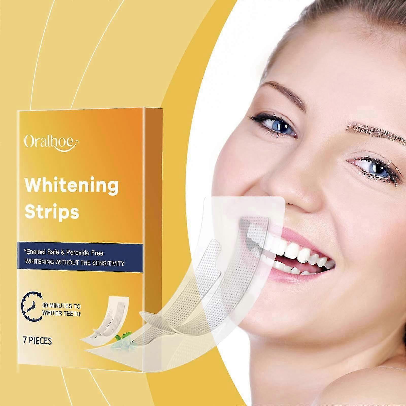 Teeth Whitening Strips, Whitening Strips for Teeth Sensitive, Peroxide Free, Fast Remove Smoking, Coffee, Wine Stains