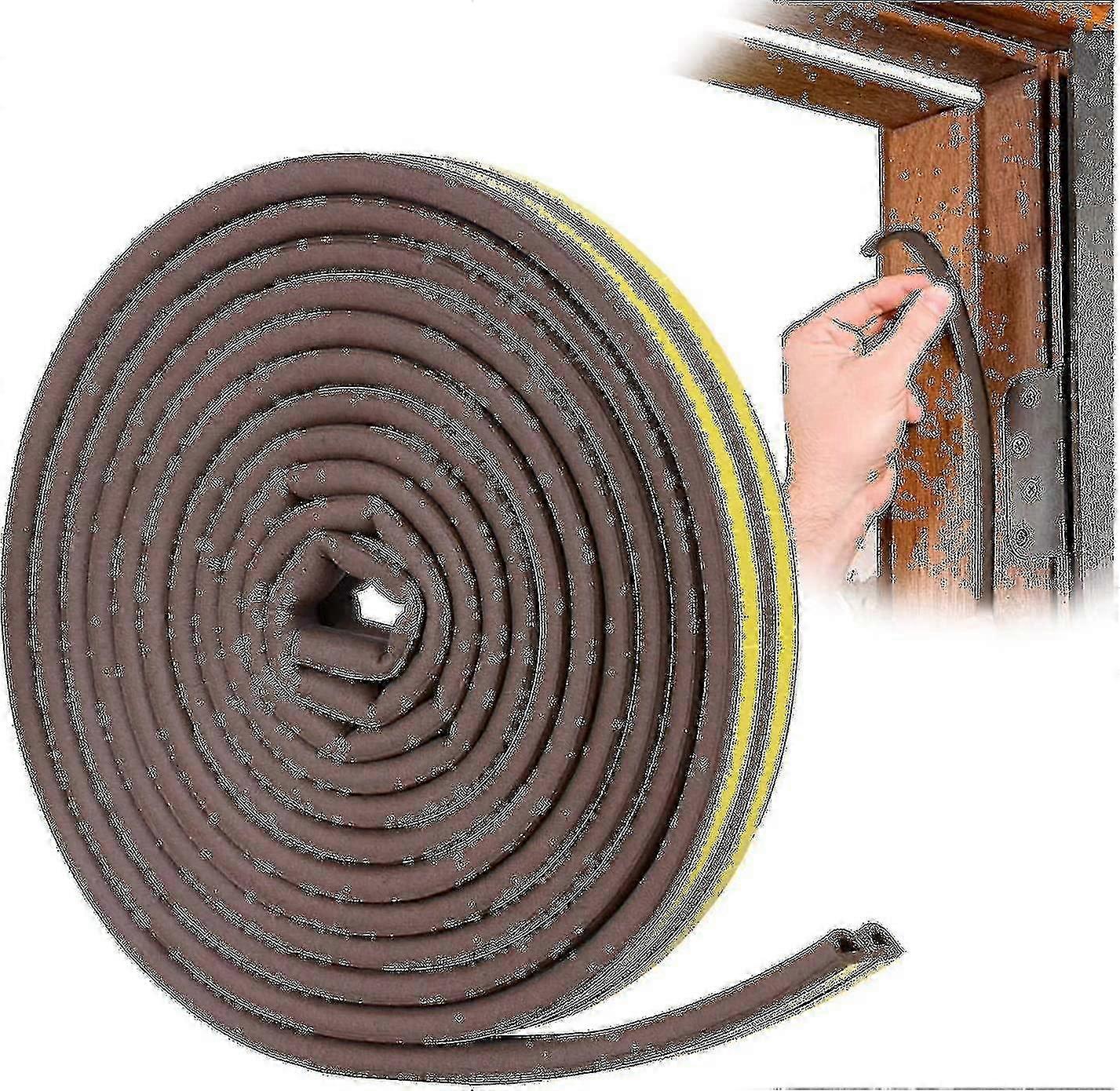 6-Meter Brown D-profile Gasket Strip for Door & Window Strong Adhesion, Weather Protection