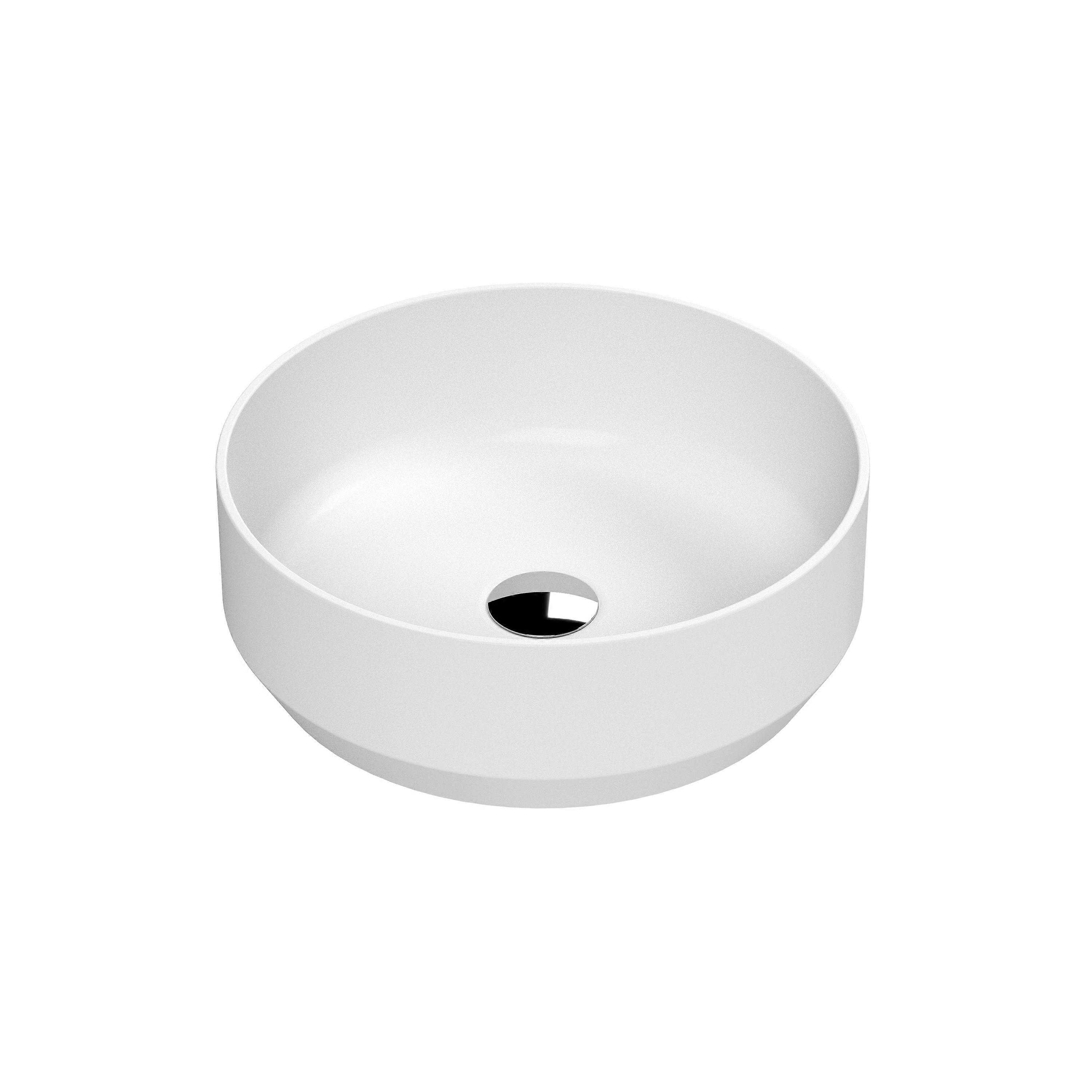 Round Matt Ceramic Countertop Vessel Without Overflow - 350mm - Matt White