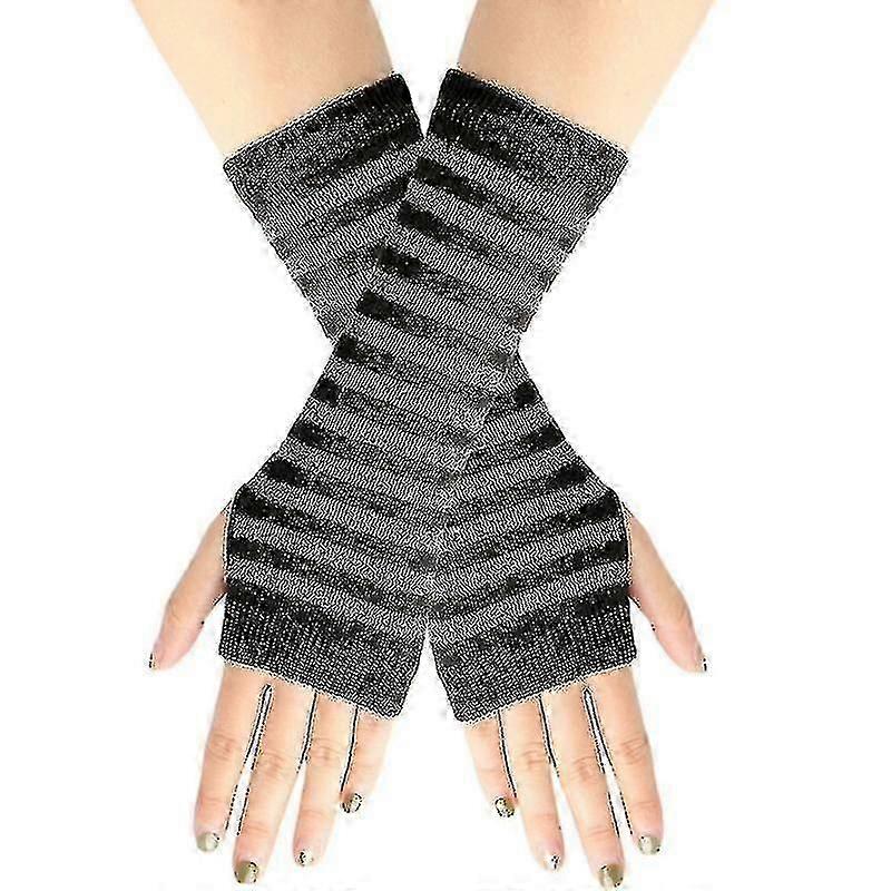 Short Gloves Solid Color Gloves Stretchy Fingerless Mittens With Thumb Hole