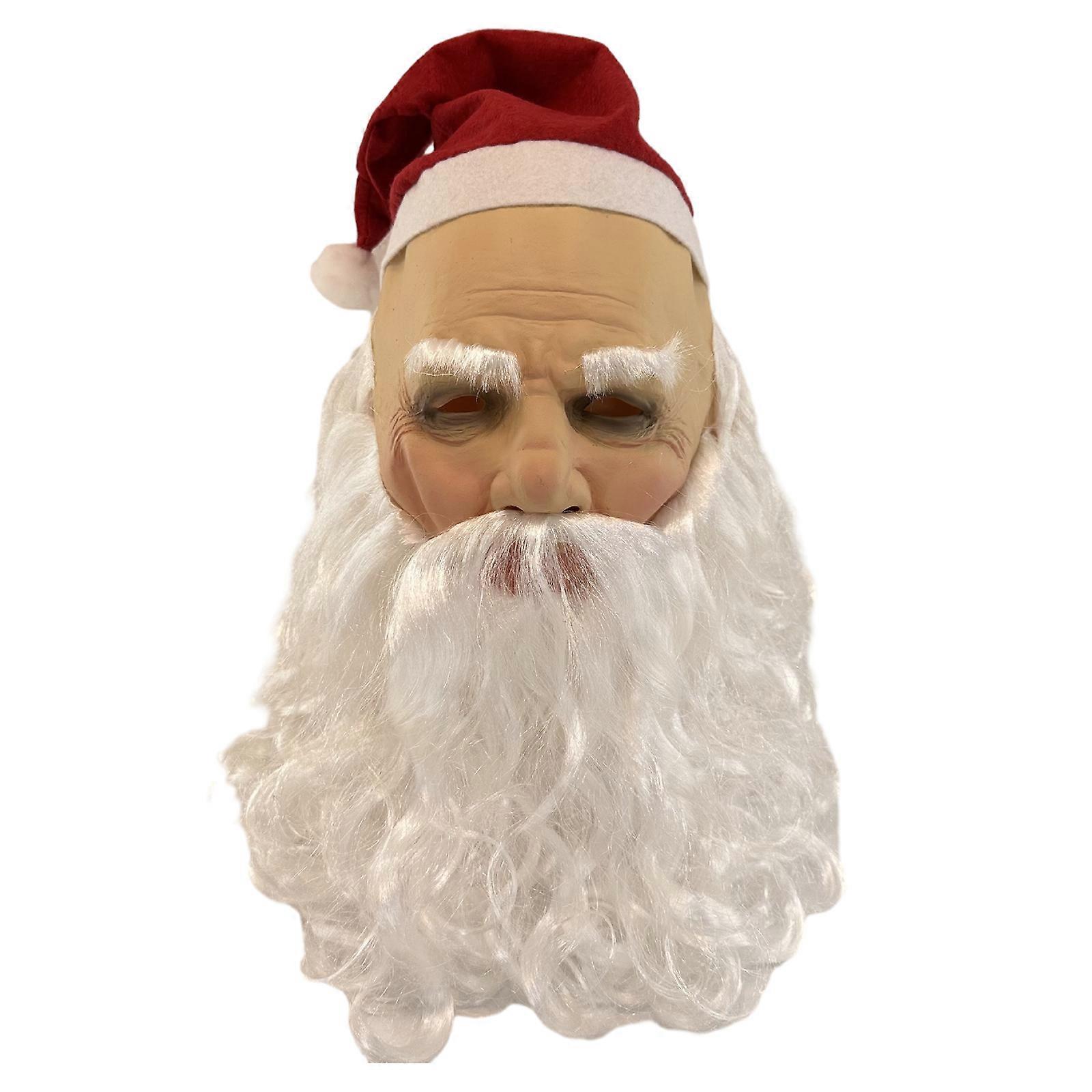 サンタクロースラテックスマスクフルフェイスマスククリスマスコスチュームクリスマスと赤いサンタハットとあごひげクリスマスと新年パーティー