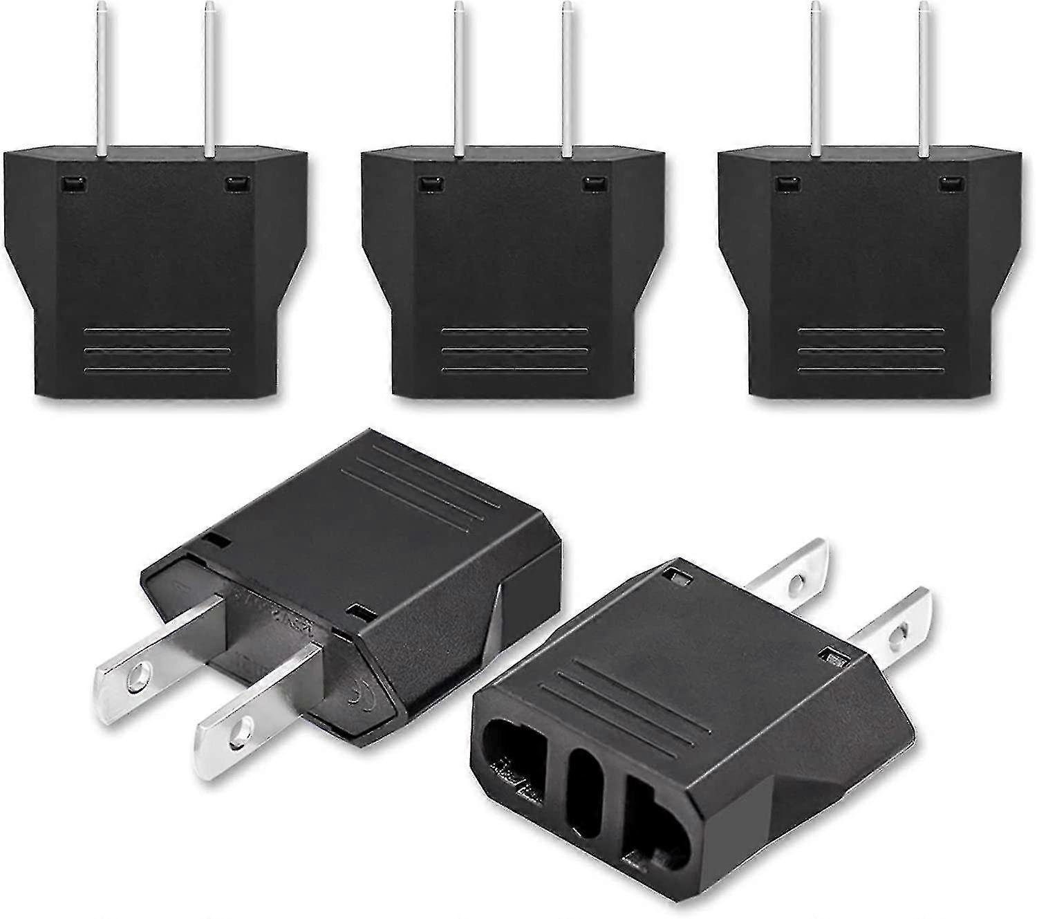 Travel Plug Adapter, 5 - Pack, Universal Input with 2 - Prong Output for Charging Devices, Compact and Durable Design for International Use