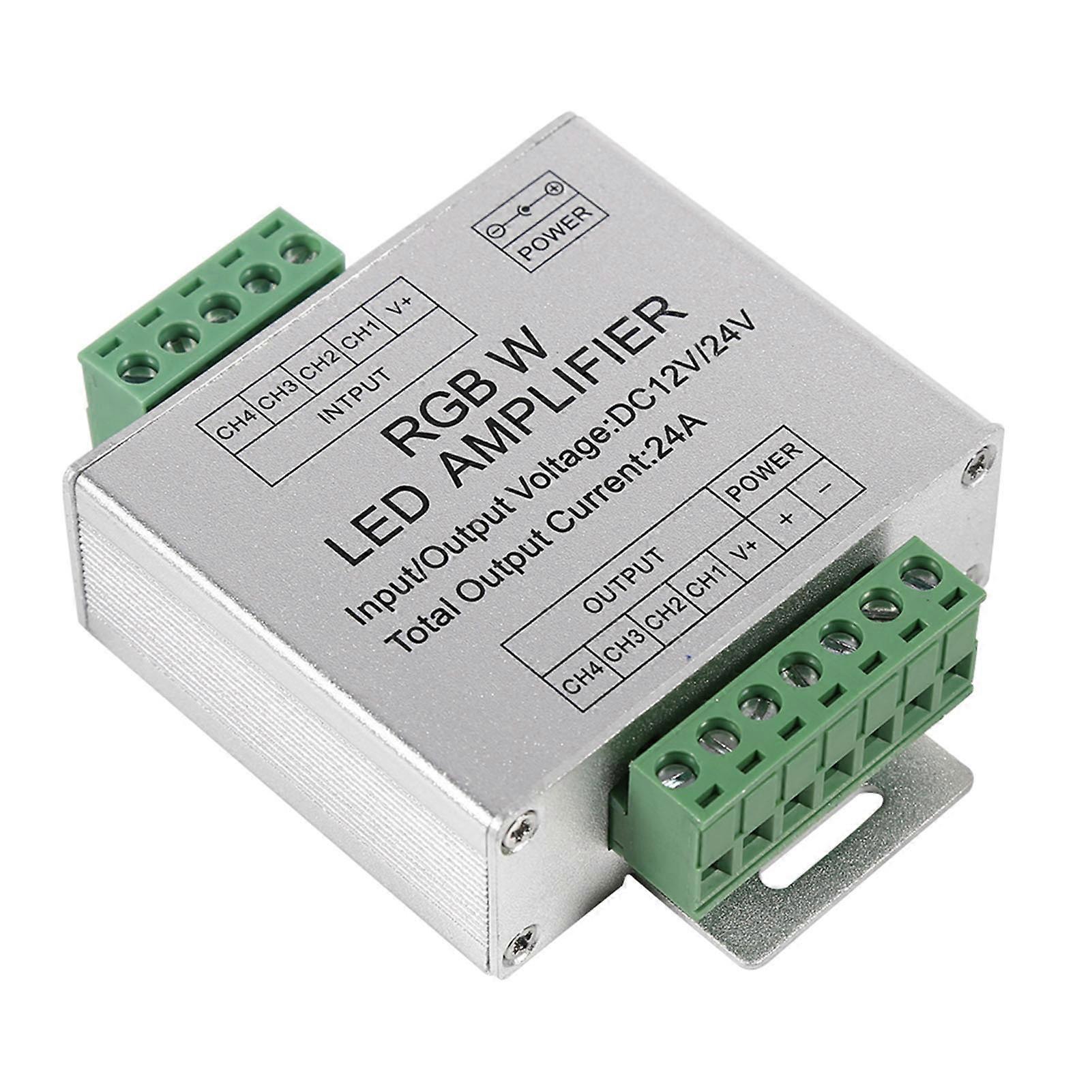 RGBW LED Amplifier 12-24V 24A High-Power Voltage Controller Aluminium Alloy Durable Design Stable Output Multiple Channels Lighting Solutions for LED