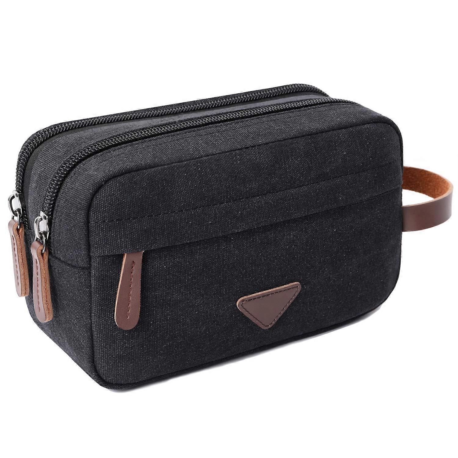 Canvas Leather Travel Toiletry Bag, Large Size, Waterproof, Multi-Pocket Design for Organized Travel Essentials