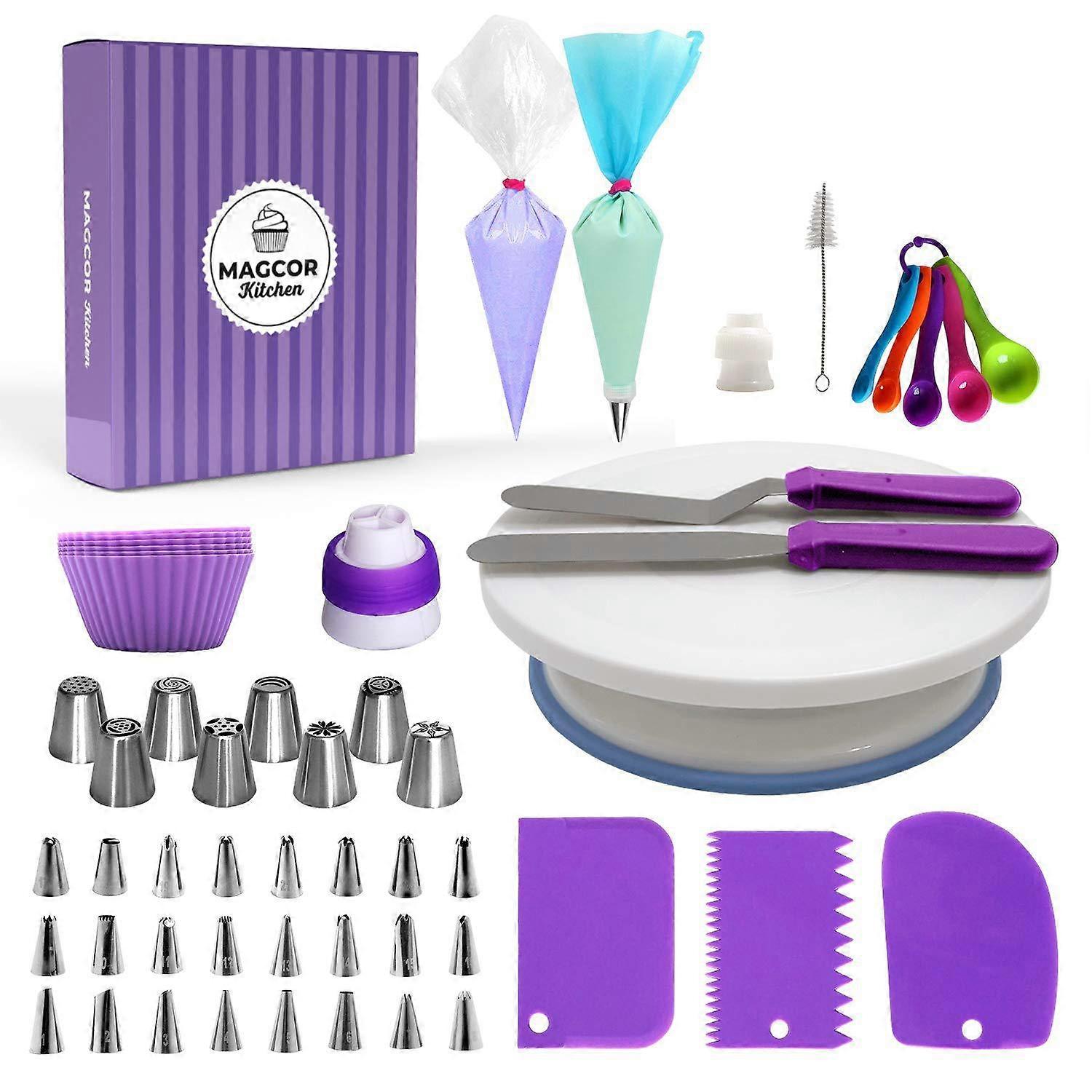 Cake Turntable Set Decorating Table Decorating Mouth Silicone Bag Baking DIY Combination 60 PCS/Set