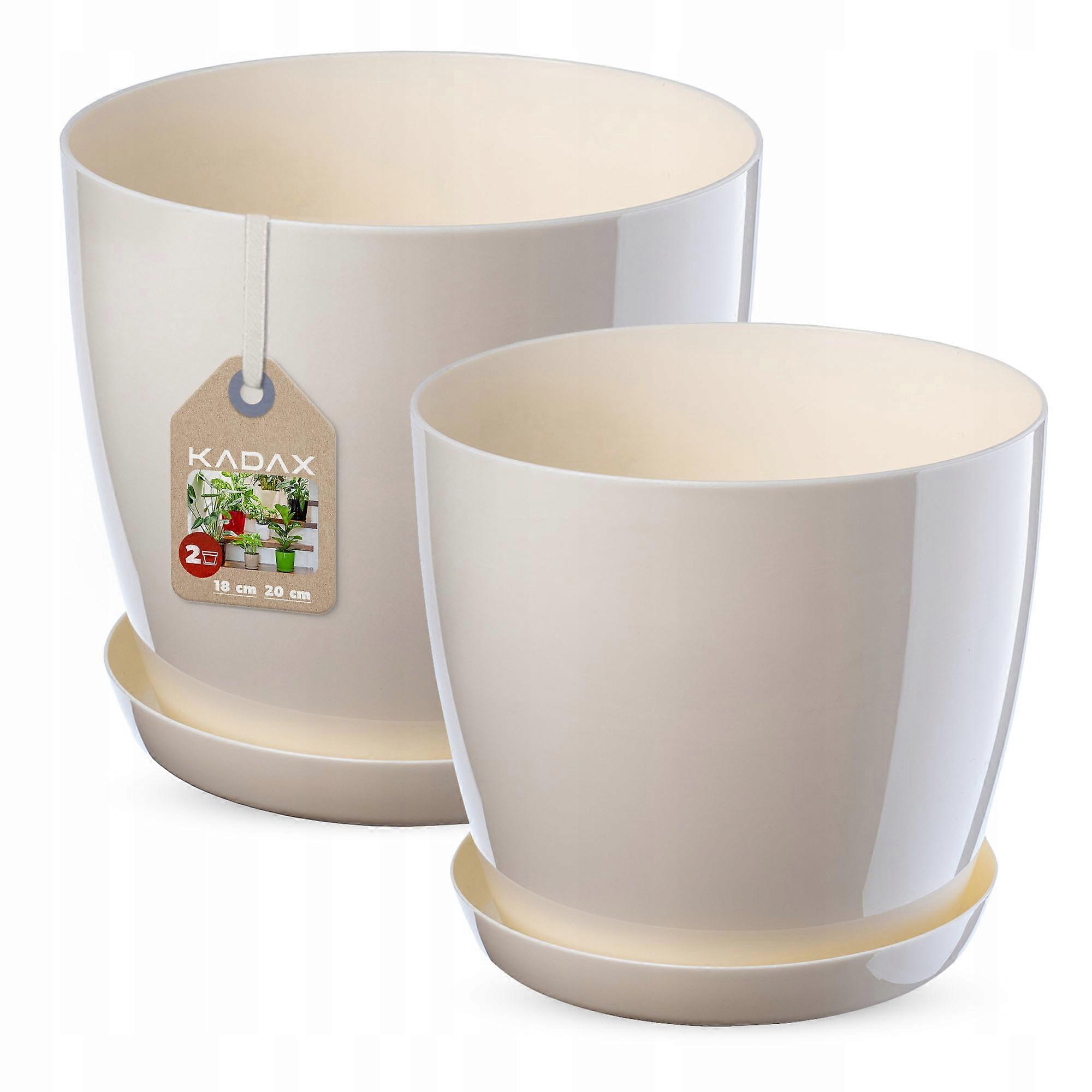 KADAX Maceta con Soporte Crema Set 18+20cm