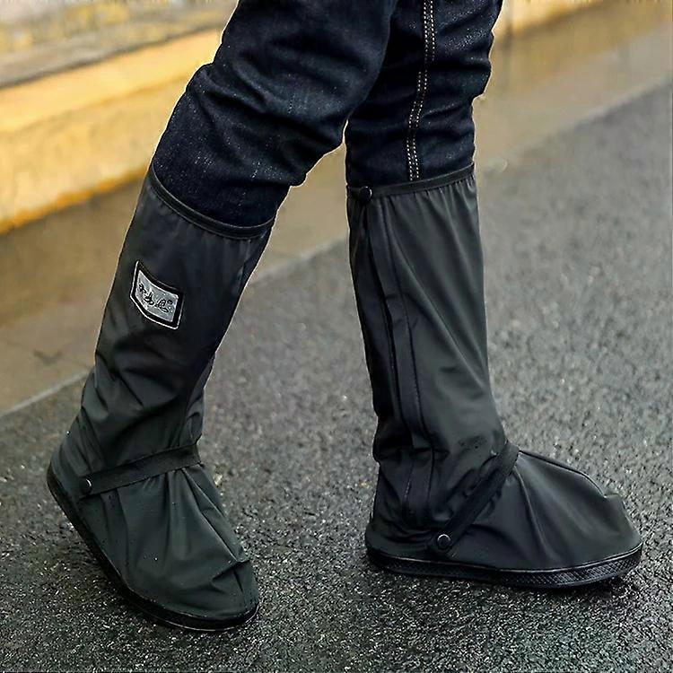 High Tube Rainproof Snowproof Outdoor Shoes-Thickened,Size L,Black Black