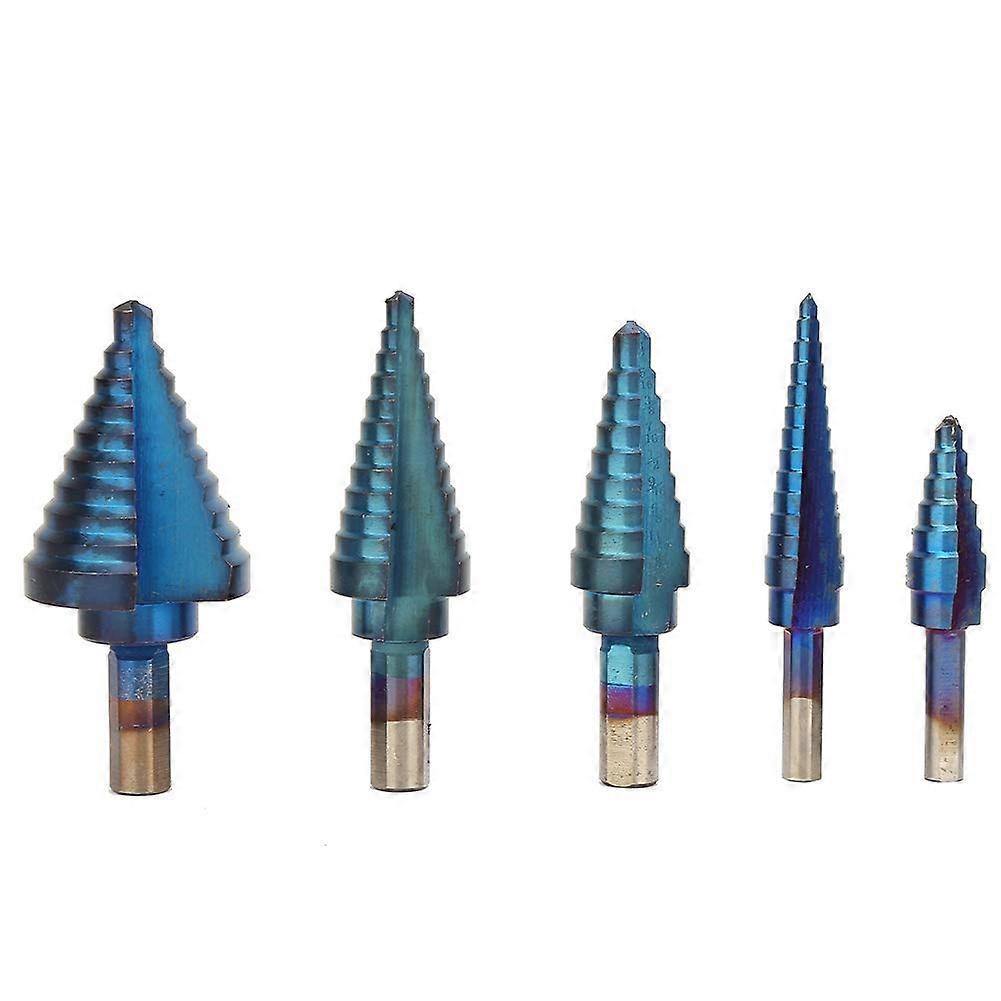 5PCS Step Drill Bits Set, High Speed Steel Multi Step Drill Trigonometry Bits, Shank Hole Cutter, Adjustable Step Drill Bits for Aluminum Plates