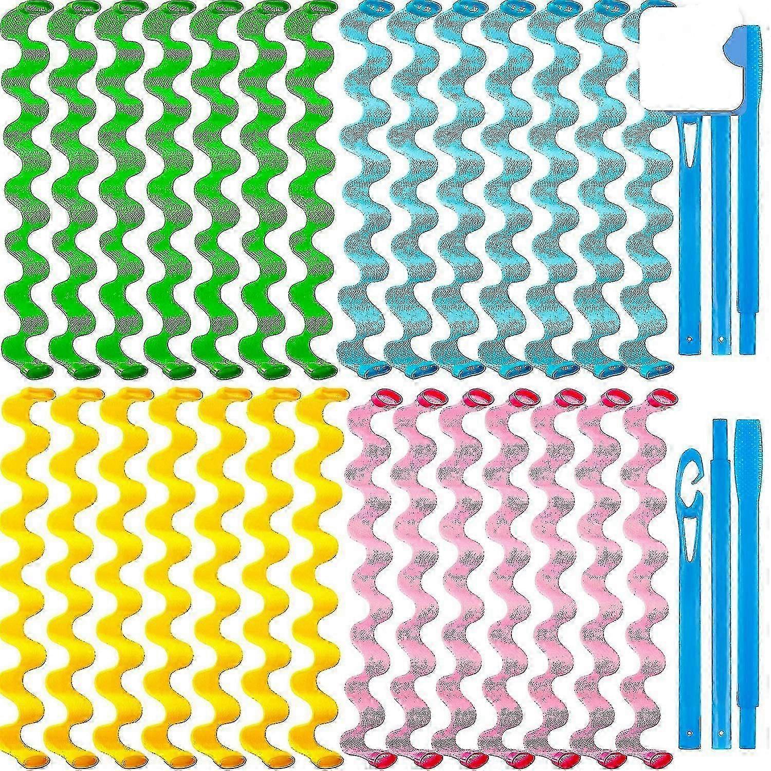 28 Pieces Hair Curlers Spiral Curls No Heat Wave Hair Curlers Styling Kit Spiral Hair Curlers With 2 Pieces Styling Hooks Compatible With Most