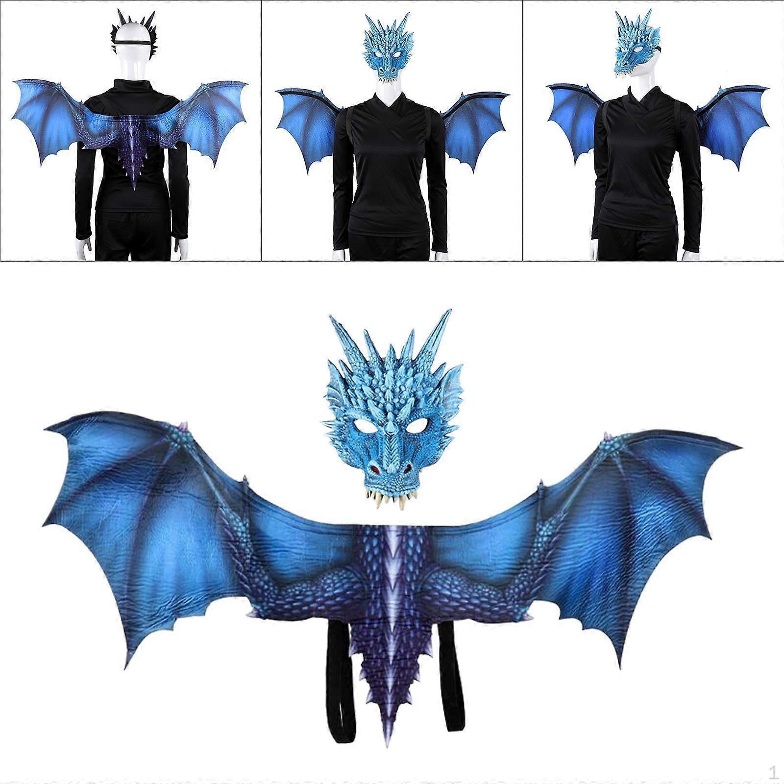 Adults Dragon Costume Decorative Photo Props Role Play Dinosaur Wing Mask Set