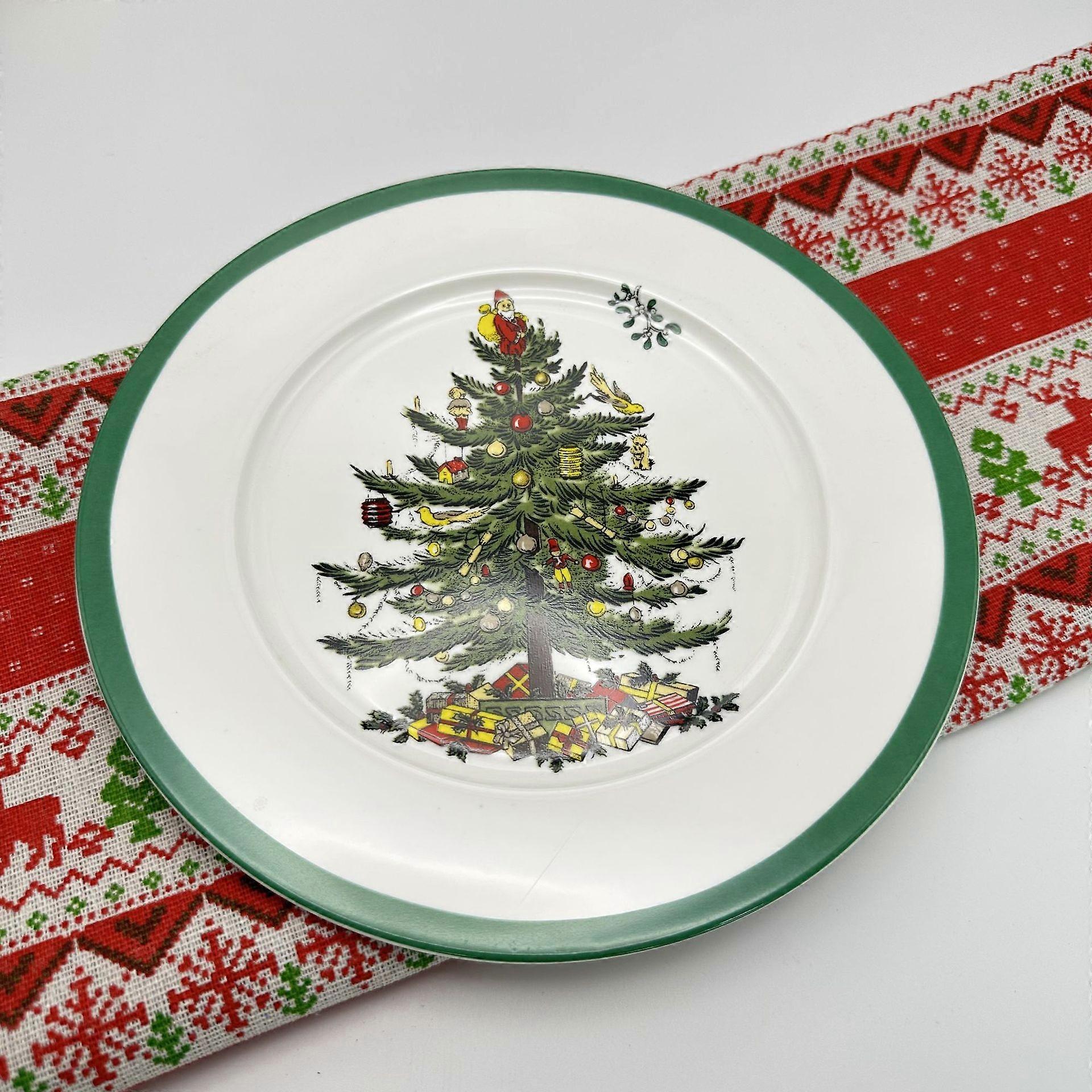 Christmas Ceramic Appetizer Plates Round Dessert Serving Plate