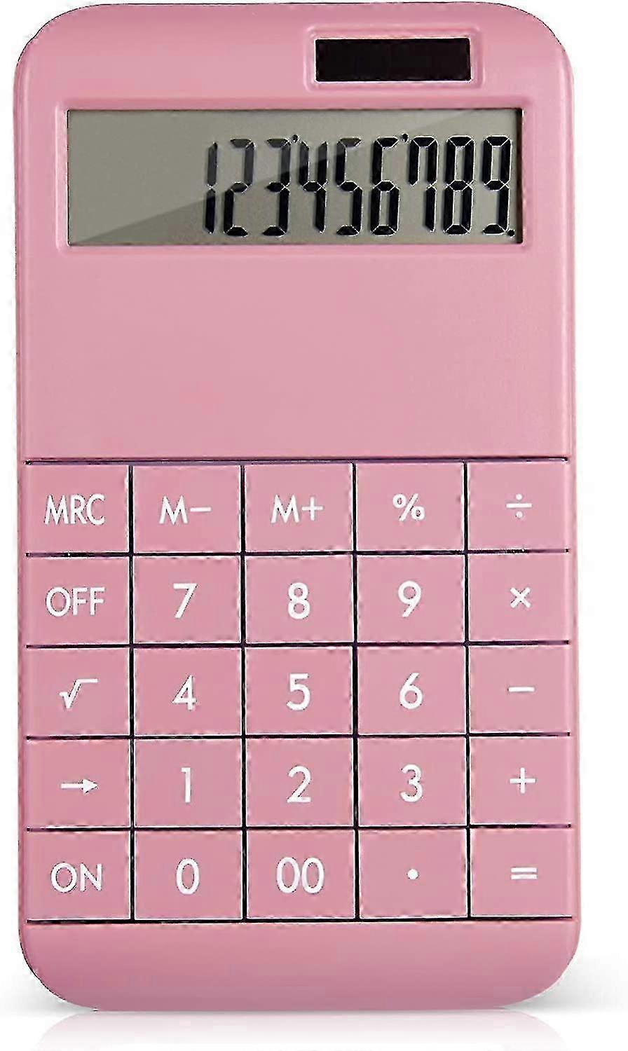 Basic Standard Calculator 12 Digit Desktop Calculator With Large Lcd Display For Office, School, Home & Business Use, Modern Design - Pink