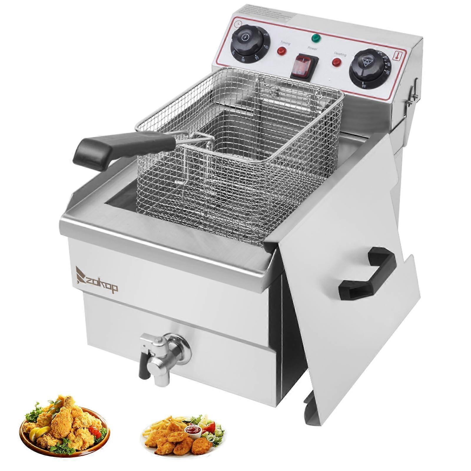 12.5QT/12L Electric Deep Fryer with Basket and Lid, 1700W, Adjustable Temp Timer