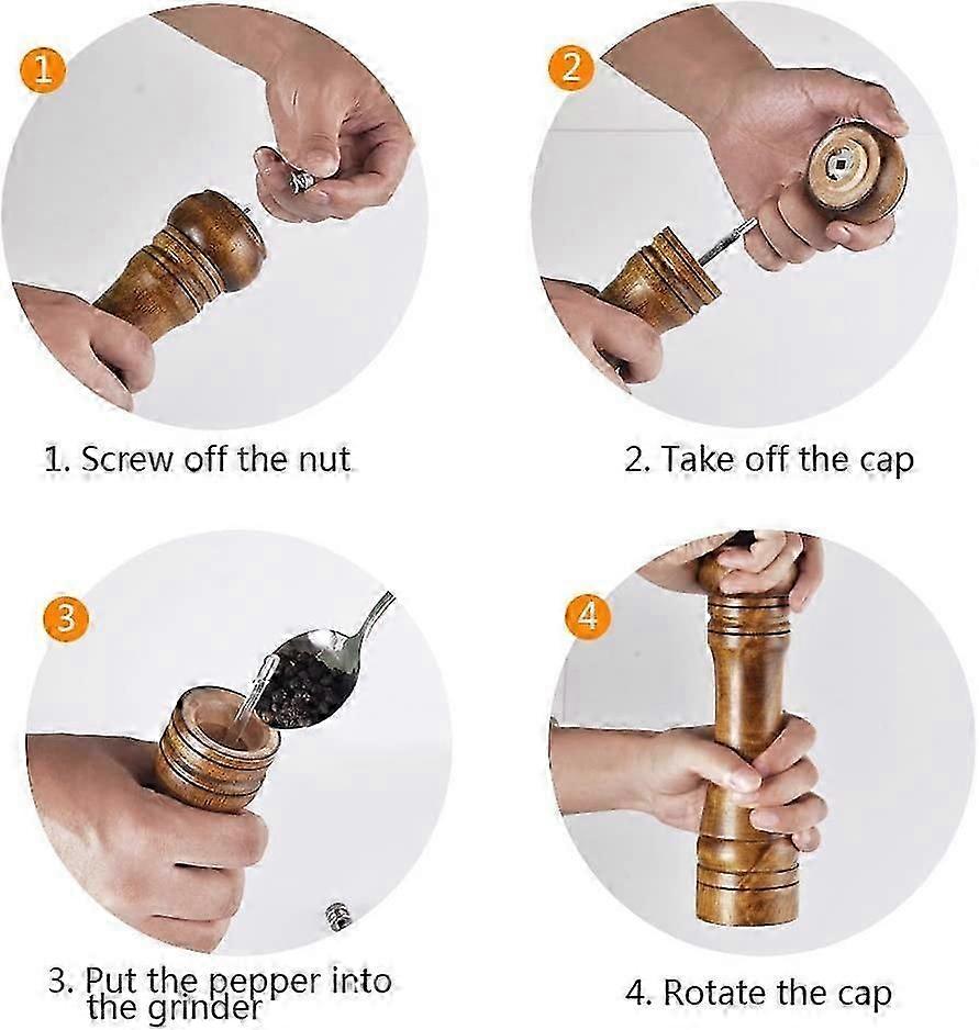 Saleros y pimenteros de madera ajustables - Juego de 2