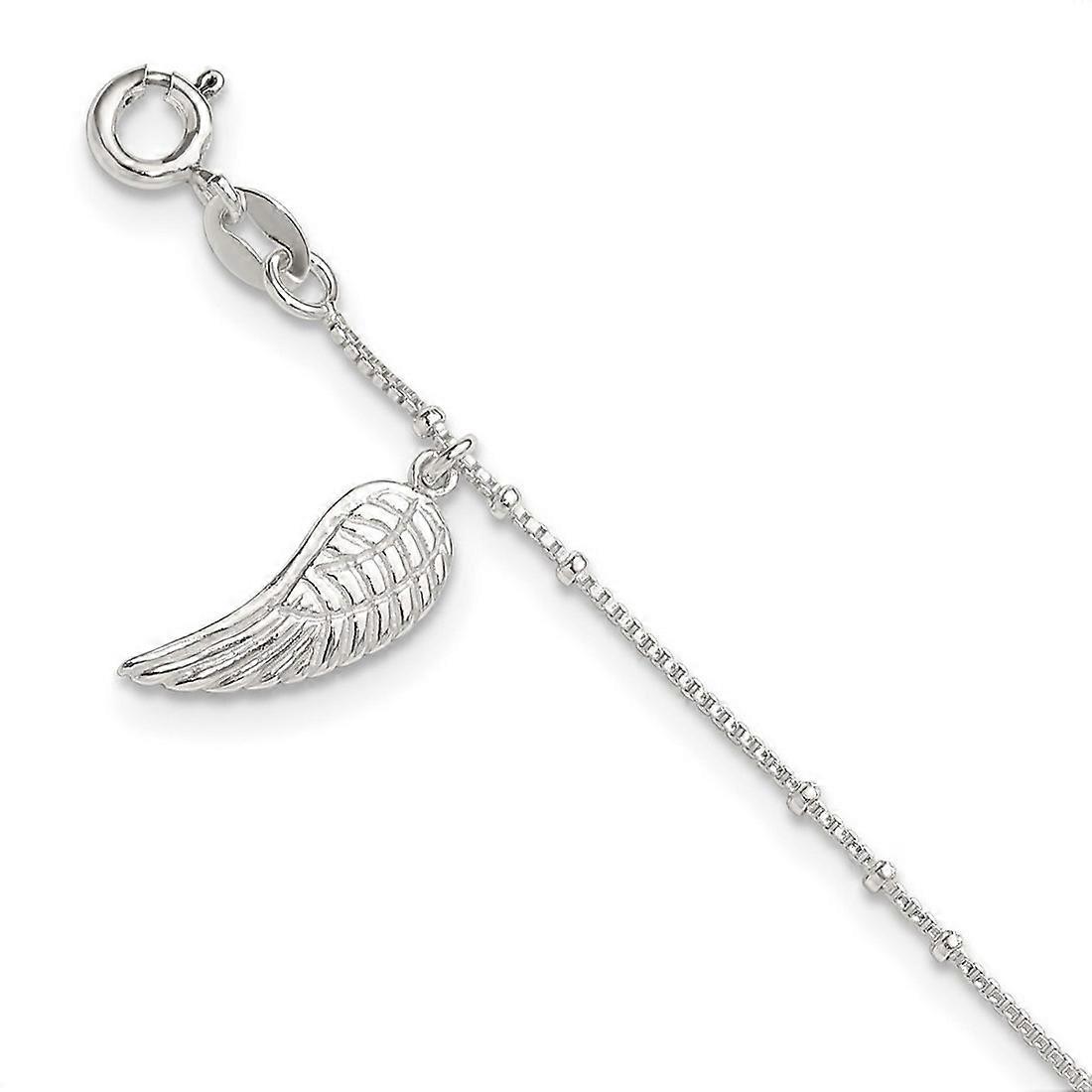 925 Sterling Silver Polished Wing Dangle With 1ext Anklet 9 Inch 1mm Wide-Anklet for Women