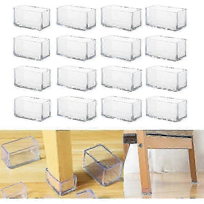 Silicone Floor Protectors for Chair Legs, Pack of 16, Rectangular Shape