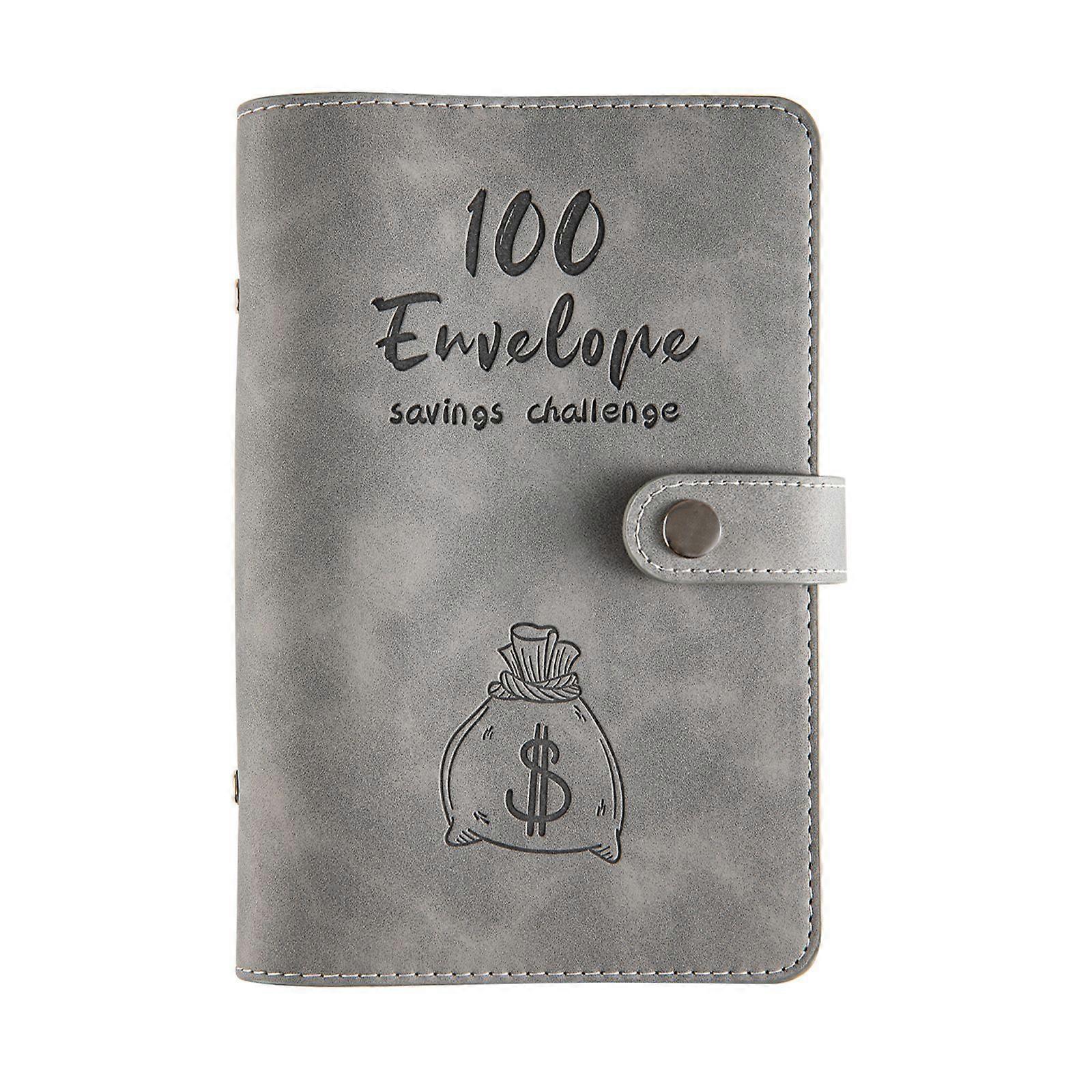 100 Envelope Savings Challenge Binder Budget Binder Book Money Saving Binder Light gray (shell only)