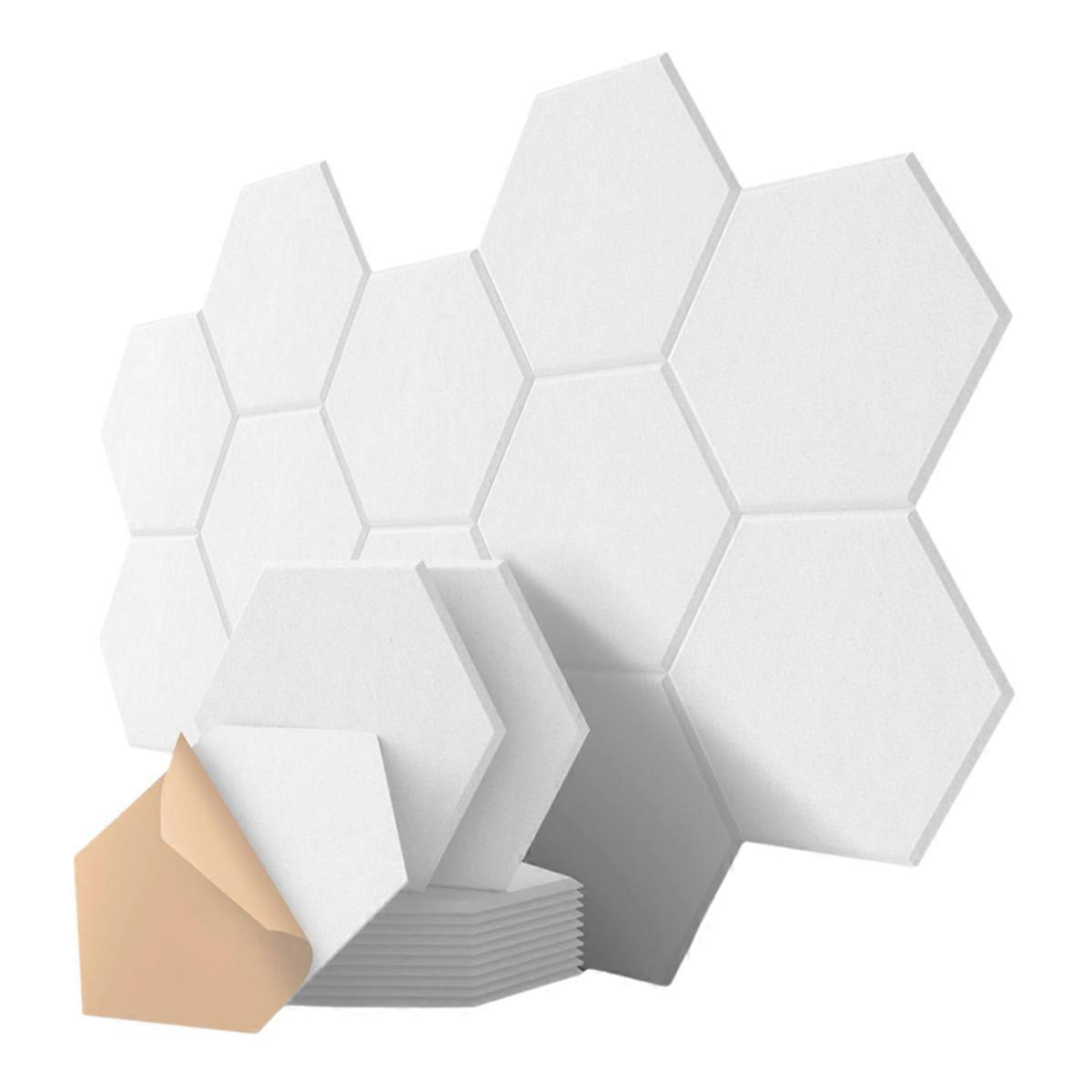 12 Pack Hexagon Acoustic Panels, 12in X 10in X 0.4in Soundproof Wall Panels Self-Adhesive for Recording Studio Office B