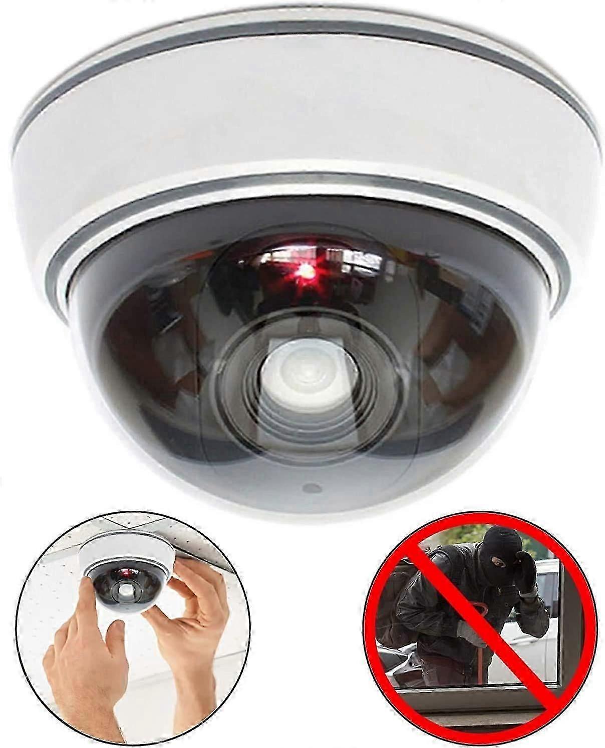 Dummy Dummy Camera with Lens, CCTV, Cargo Security, with Red LED Light, Very Realistic for Wall