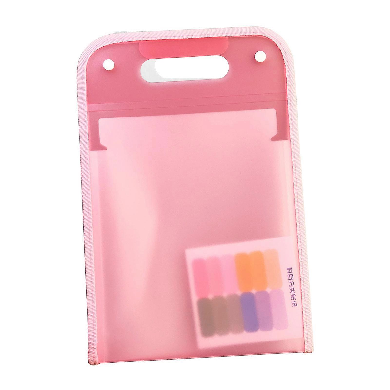 Vertical Organ Bag Multi Layer Large Capacity Student Classification Test Paper Holder Portable Sorting and Storage Tool pink