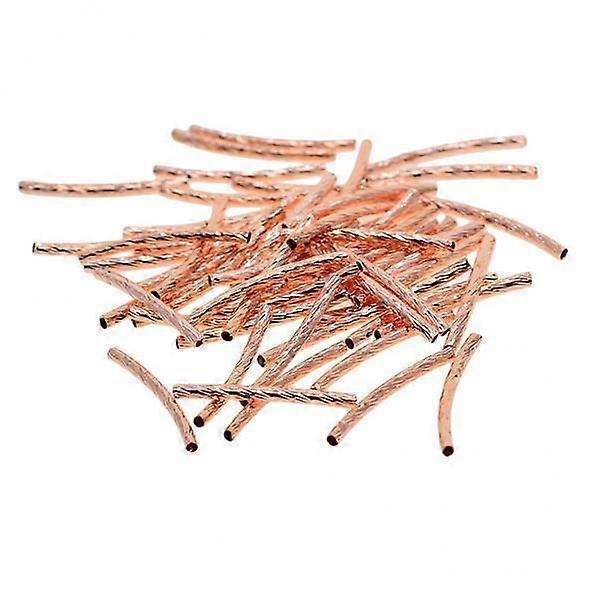 6x50ピース刻印湾曲チューブヌードルビーズジュエリー25x2mmローズゴールド