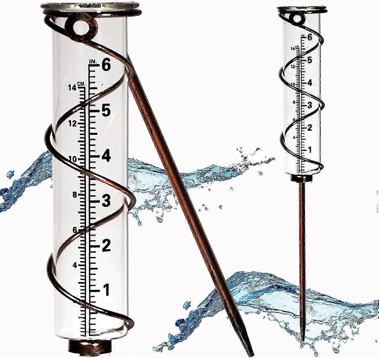 Rain Gauge with Detachable Spiral Shap, Garden Rain Water Meter Measuring with Metal Frame, No Assembly Rain Measure (A)-1