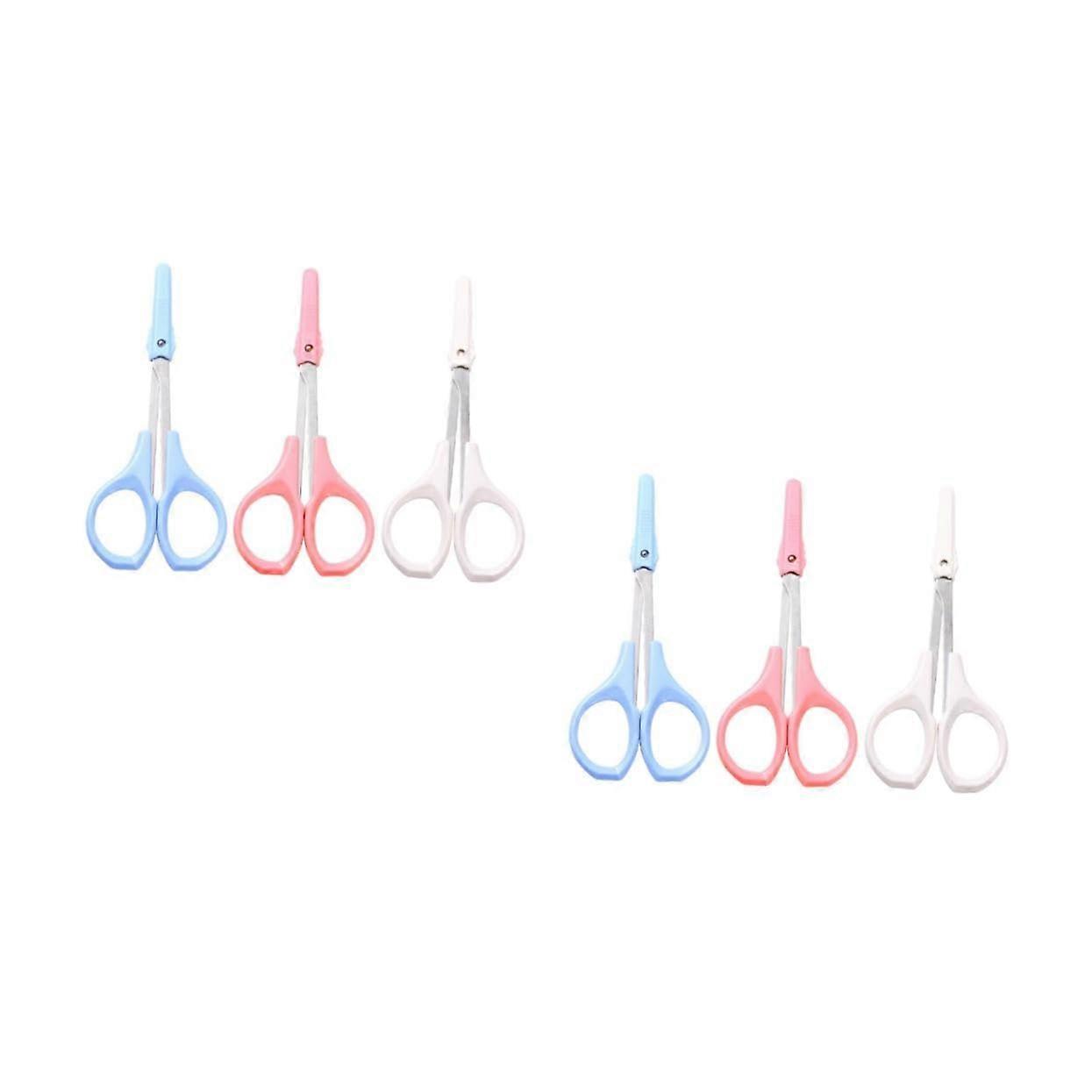 2sets Stainless Steel Eyebrow Scissors Set 3 in 1 Brow Shaping Scissors Lash Trimmer Curved Straight Rounded Precision 3pcs2